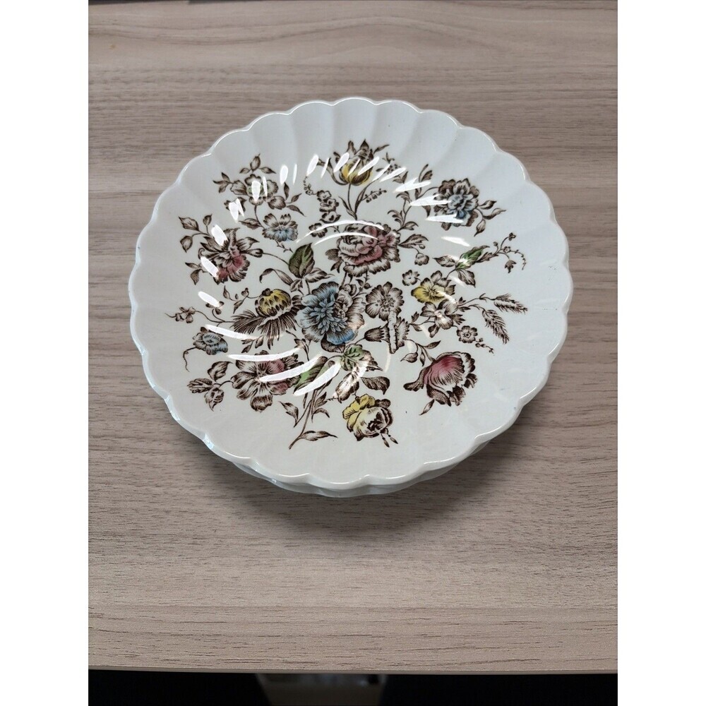 5 Vintage Staffordshire Bouquet Johnson Brothers of England 5 3/4” Saucers